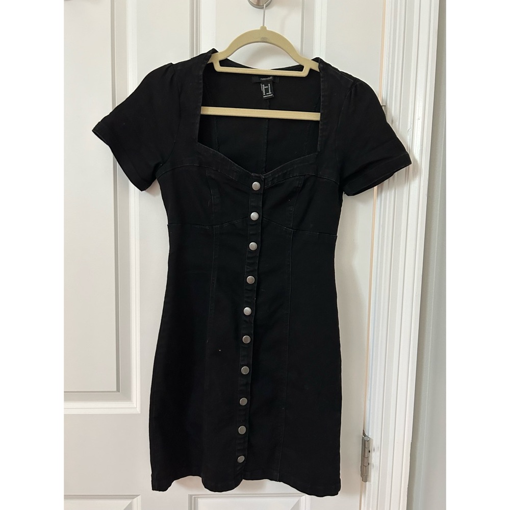 Black Denim Button Up Dress